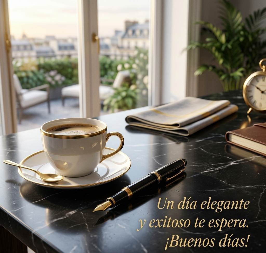 buenos dias elegantes marmol dorado