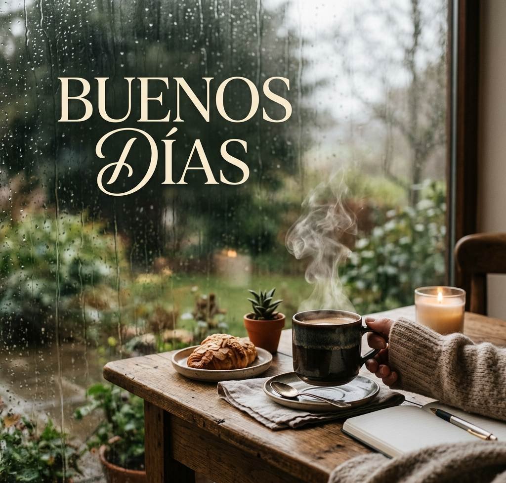 buenos dias lluviosos acogedor cafe